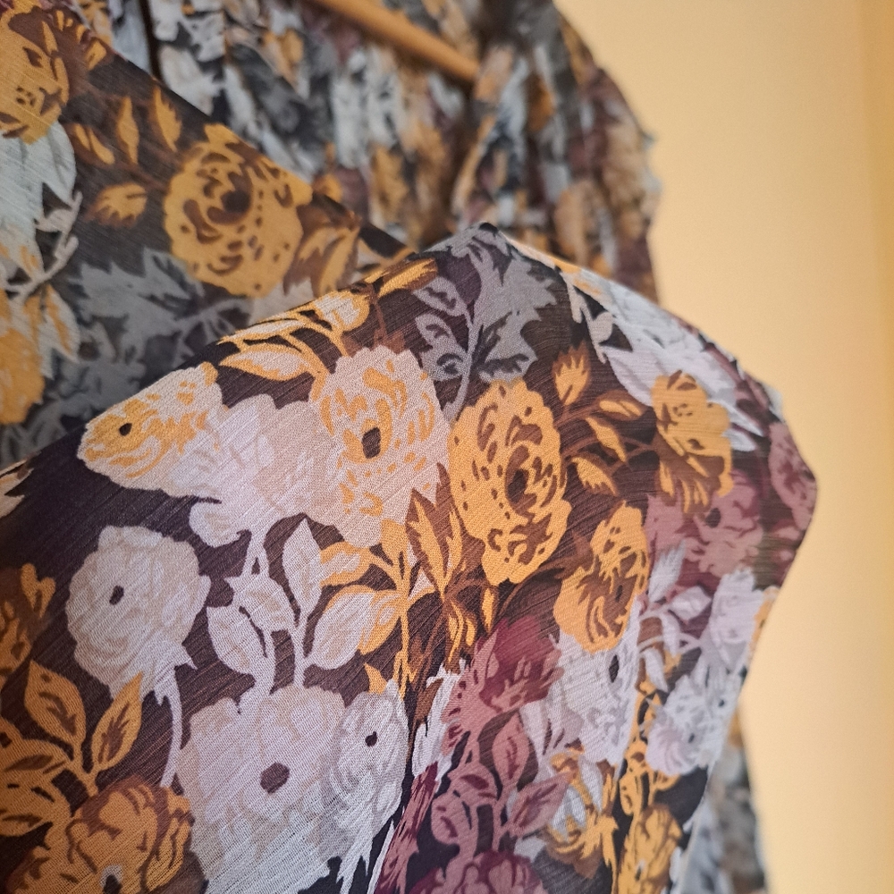 Mango Brown and Yellow Ruffled Tiered Sundress - Picture 7 of 16